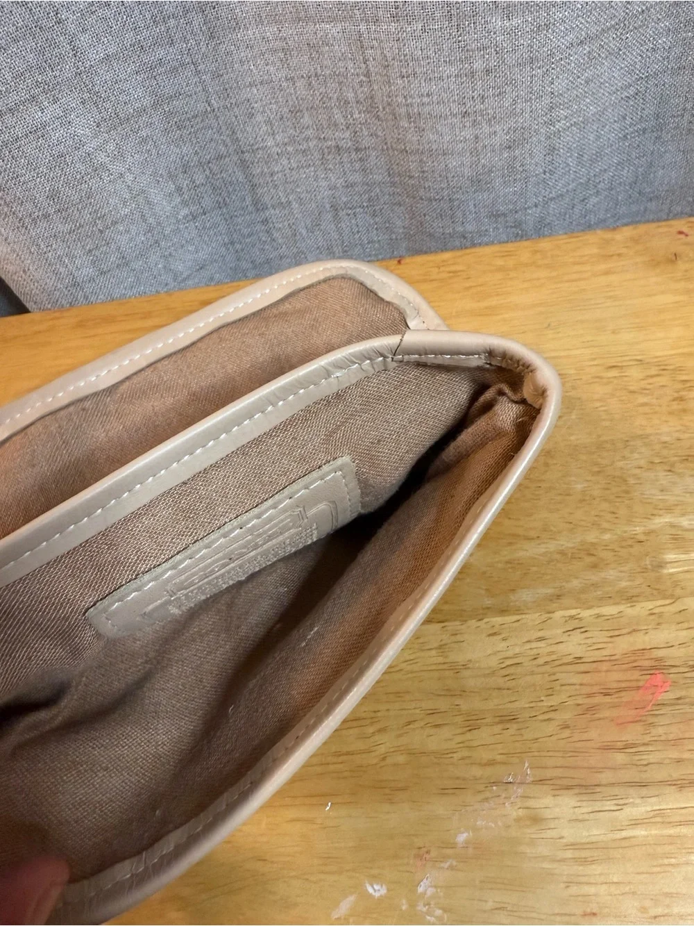 Coach Beige and Brown Signature Logo Wristlet Clutch